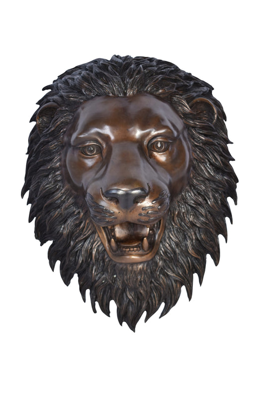 Wall Mounted Lion Face Fountain Made of Bronze - Size: 12"L x 8"W x 18"H.