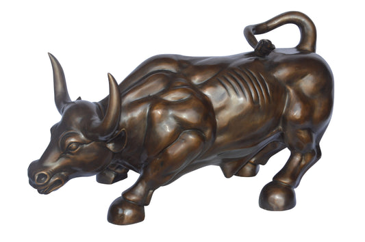 Wall Street Bull Bronze Statue - Size: 21"L x 43"W x 29"H.