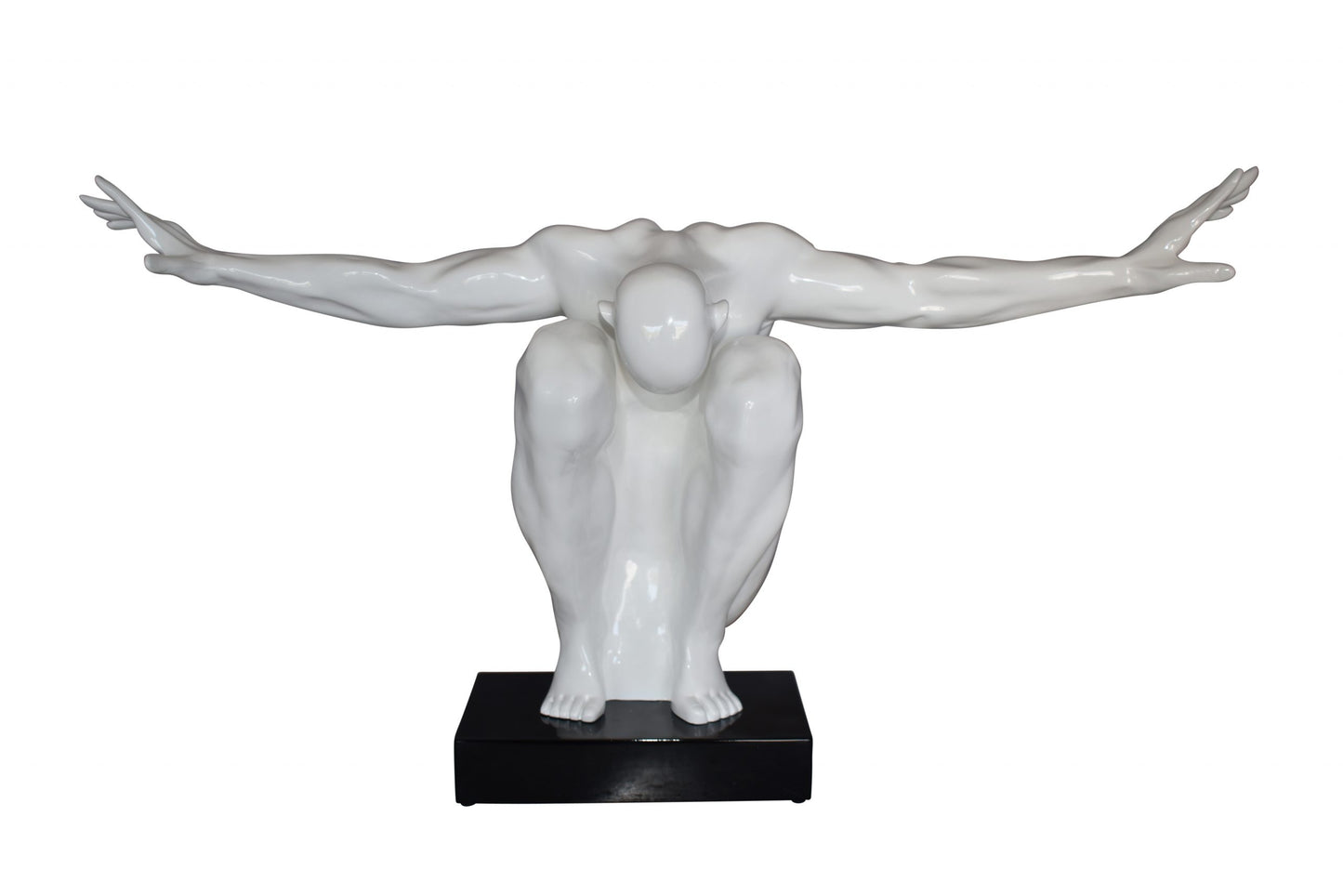 White Saluting Body Builder Made of Resin Mounted on Base Size: 37" x 14" x 19"H