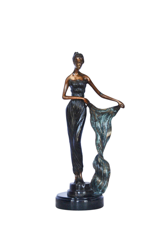 Young girl holding a sheer sheet in the wind -  Size: 6"L x 4"W x 13"H.