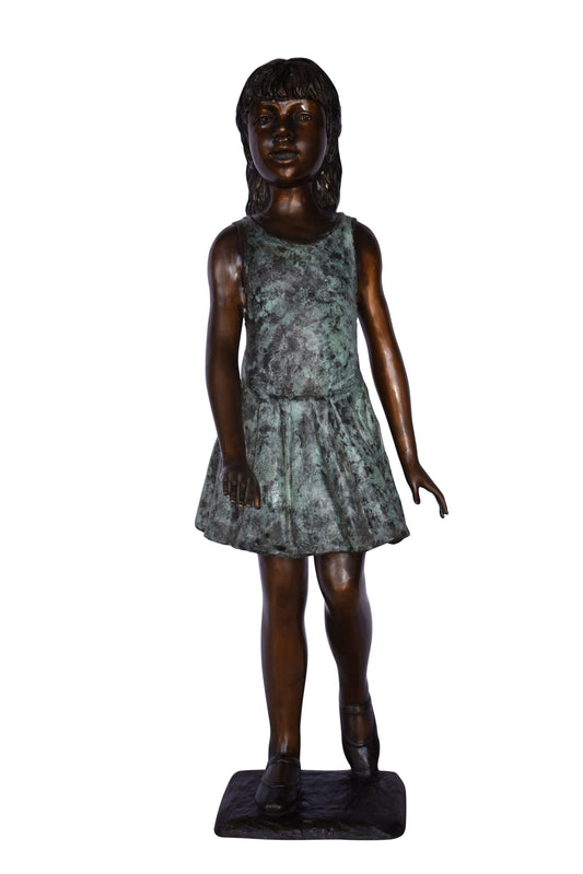 Young Ballerina Performing at A Show Bronze Statue Size: 14" x 14" x 41"H