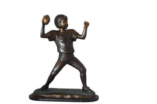 Young Quarterback bronze statue - Size: 14"L x 6"W x 20"H.