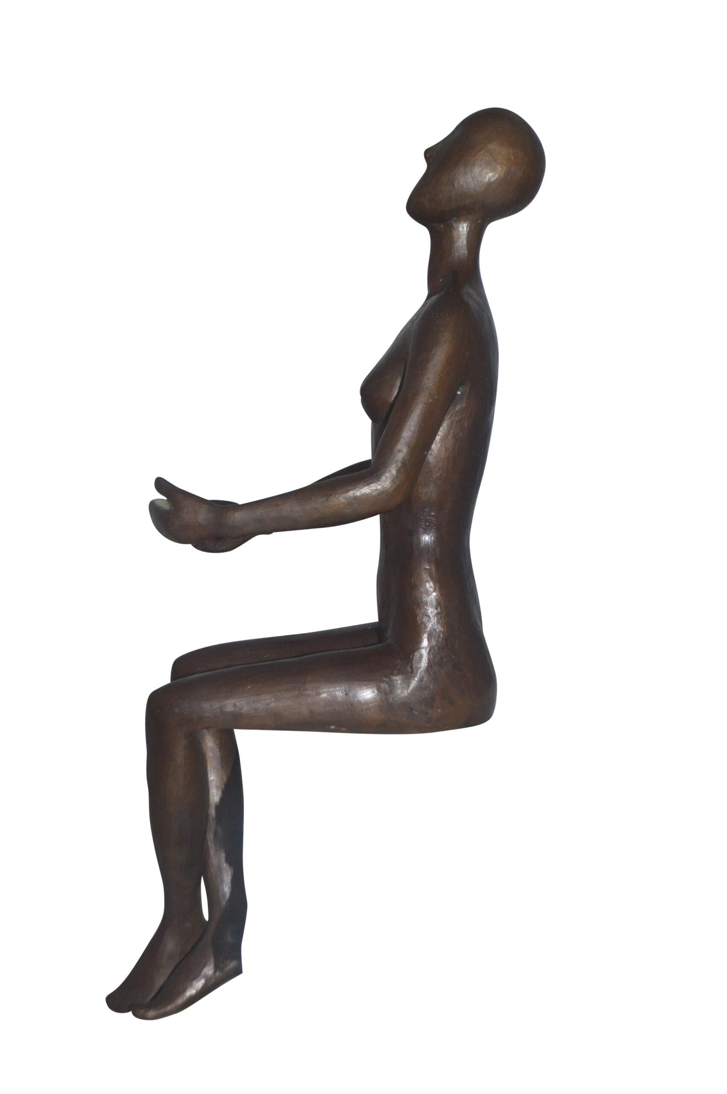 Abstract of Art Nude Girl sitting Bronze Statue - Size: 9"L x 6"W x 21"H.