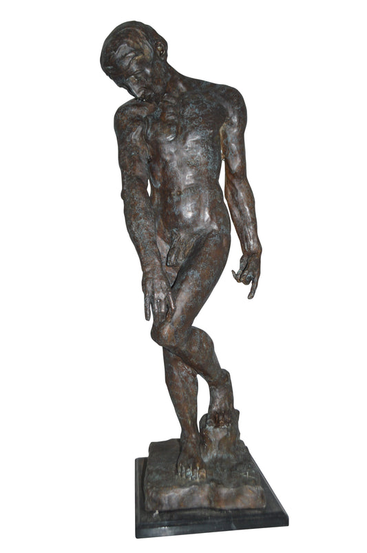 Adam Replica by Rodin Bronze Statue - Size: 12"L x 12"W x 36"H.