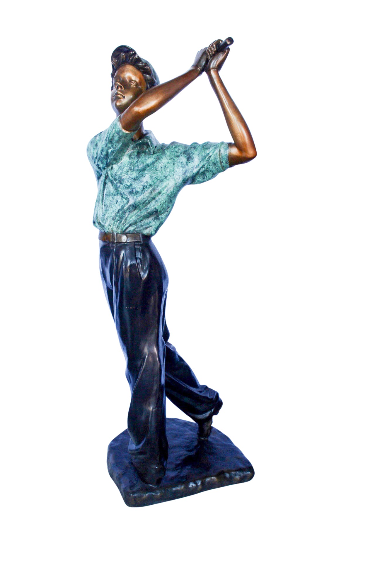 Confident golfer bronze statue -  Size: 23"L x 21"W x 58"H.