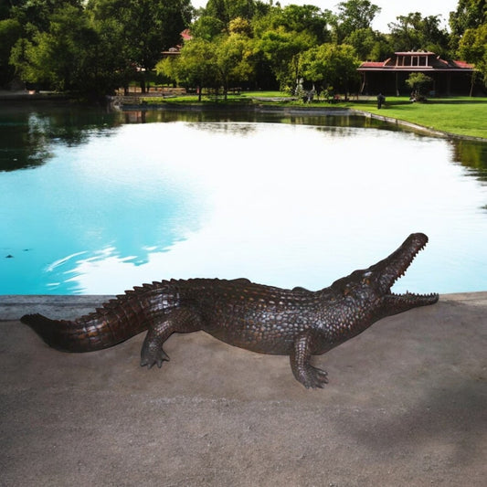 77" Bronze Alligator Fountain Sculpture