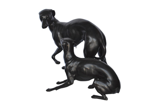 A pair of Whippet Dogs Bronze Statue - Size: 32"L x 17"W x 23"H.