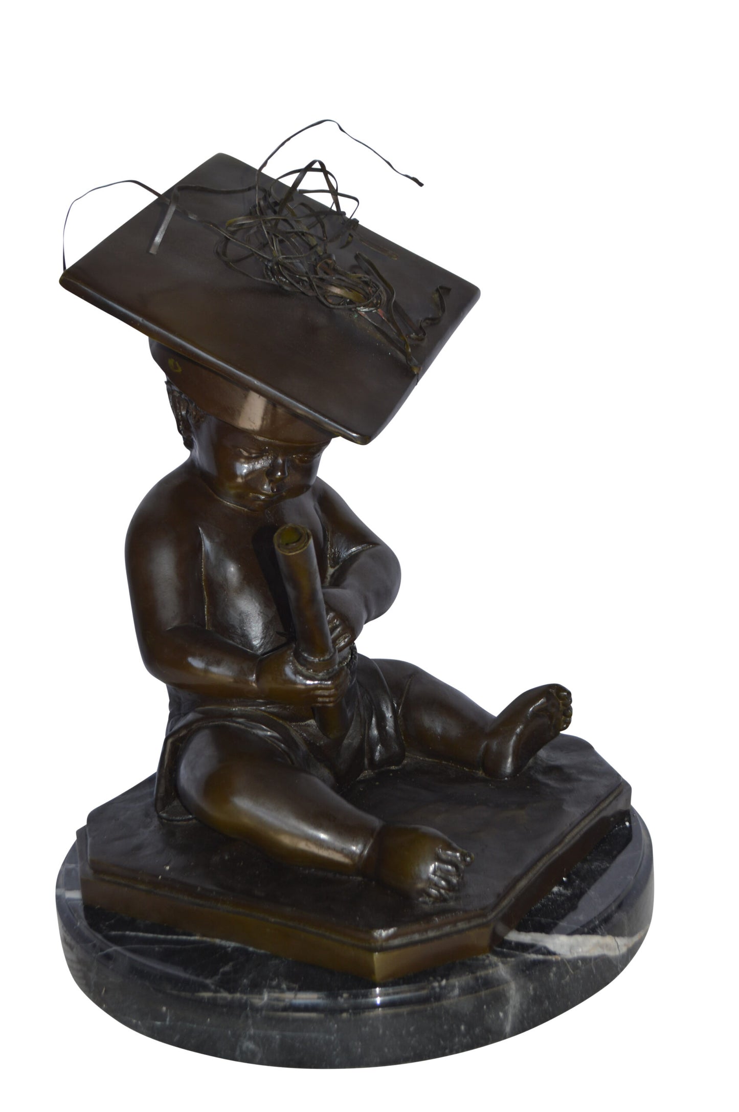 Graduating baby bronze statue - Size: 16"L x 16"W x 21"H.