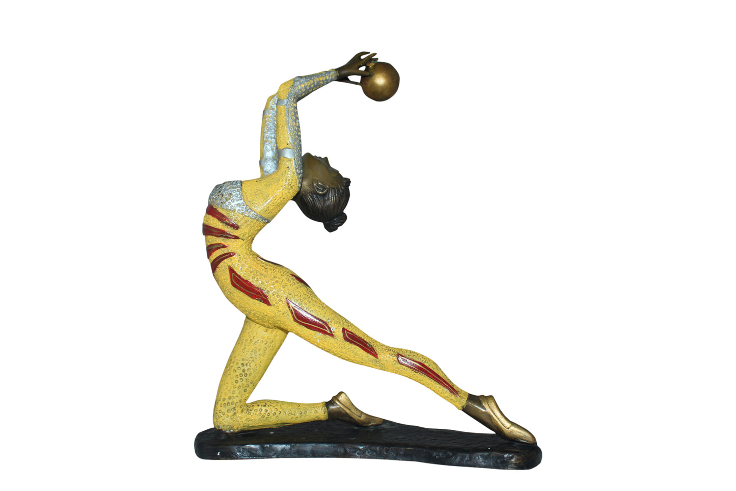 Ballet Dancer with a Ball Bronze Statue - Size: 12"L x 6"W x 14"H.