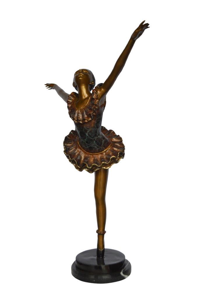 Ballet Dancer Dancing on one Leg Bronze Statue - Size: 35"L x 14"W x 47"H.