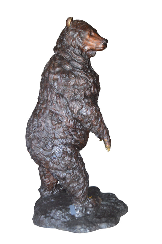 Big Bear standing Bronze Statue - Size: 45"L x 42"W x 78"H.