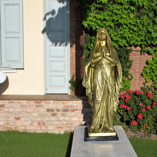 Blessed Virgin Mary Bronze Statue - Size: 10"L x 8"W x 33"H.
