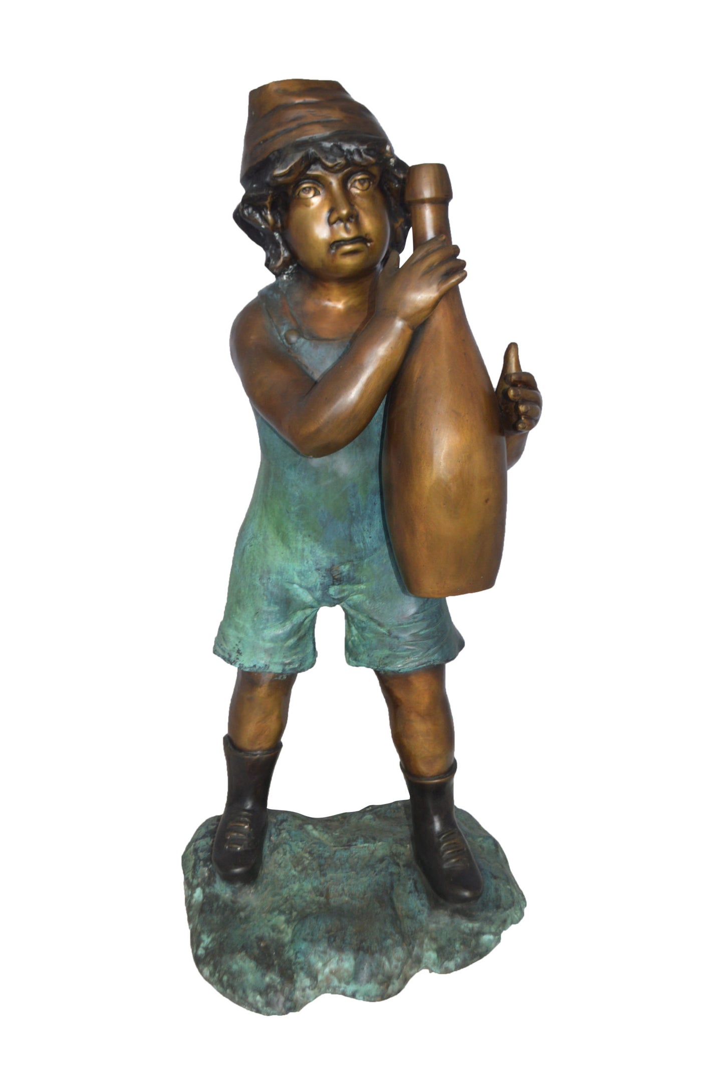 Boy holding a bottle water fountain - Size: 17"L x 14"W x 38"H.