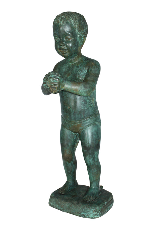Boy with Sponge Bronze Statue - Size: 8"L x 9"W x 22"H.