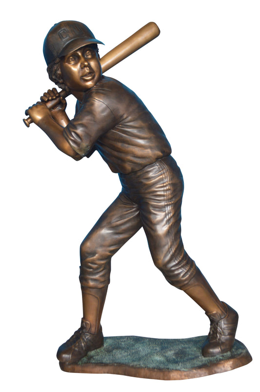 Boy With a baseball Bat playing, Bronze Statue -  Size: 23"L x 16"W x 38"H.