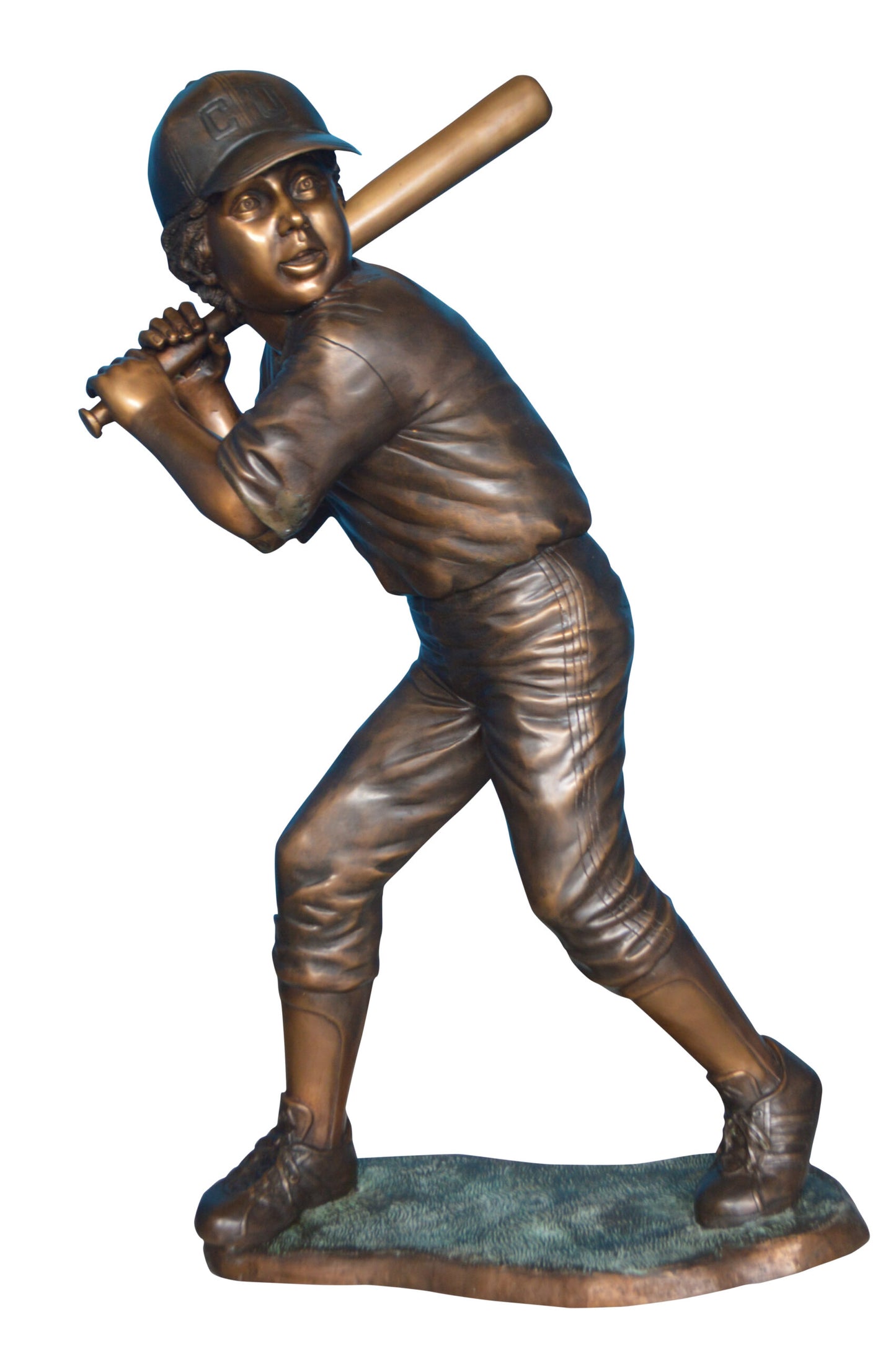 Boy With a baseball Bat playing, Bronze Statue -  Size: 23"L x 16"W x 38"H.