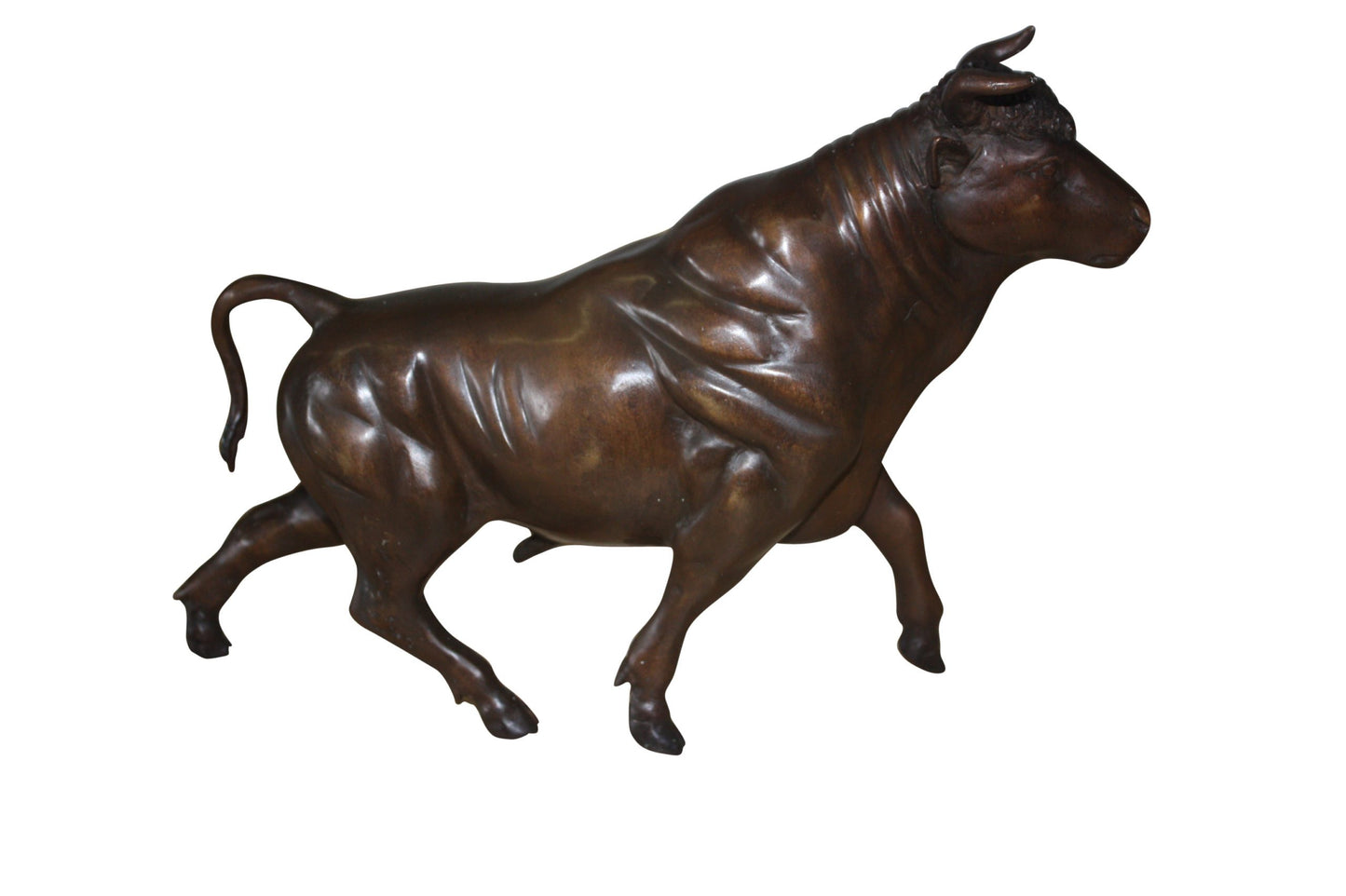 Bull Head up - Bronze Statue - Size: 15"L x 4"W x 10"H.