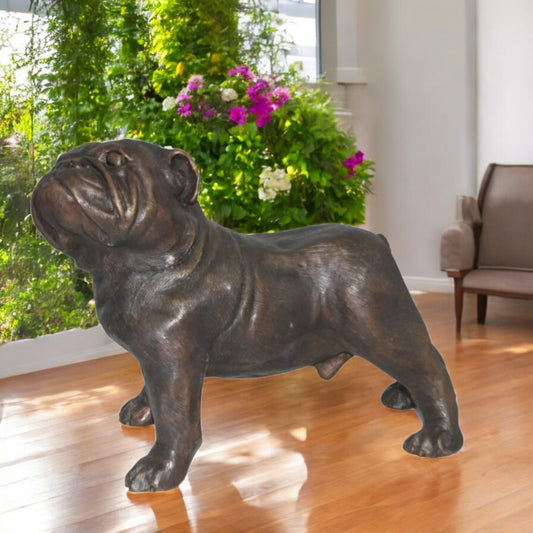 Bulldog Bronze Statue - Size: 20"L x 9"W x 15"H.