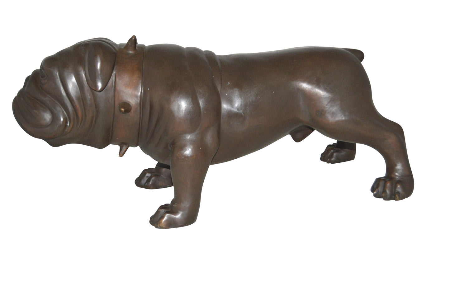 Bulldog Bronze Statue - Size: 31"L x 14"W x 15"H.