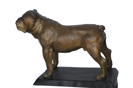 Bulldog Bronze Statue Mounted on a Base -  Size: 32"L x 10"W x 21"H.