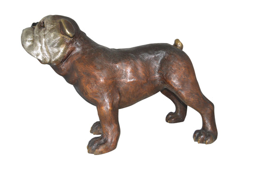 Bulldog Medium Bronze Statue -  Size: 39"L x 23"W x 27"H.