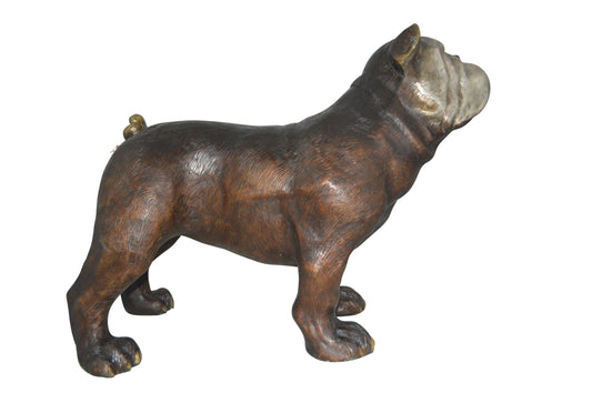 Bulldog Medium Bronze Statue -  Size: 39"L x 23"W x 27"H.