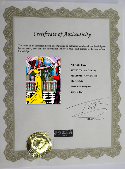 Terrace Dancing, Acrylic Painting, Stretched Canvas, Art by Jozza 32" x 44" x 1"