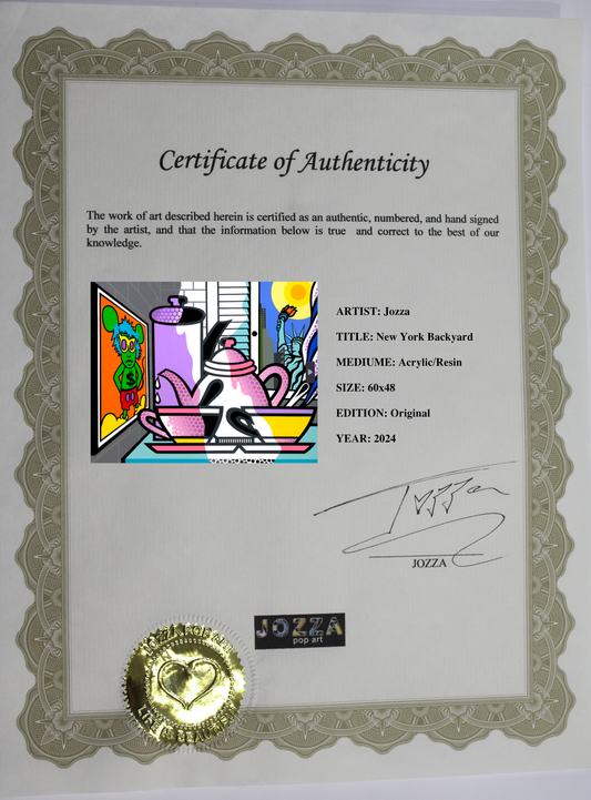 New York Backyard, Acrylic Painting, Stretched Canvas, Art by Jozza 60" x 48"