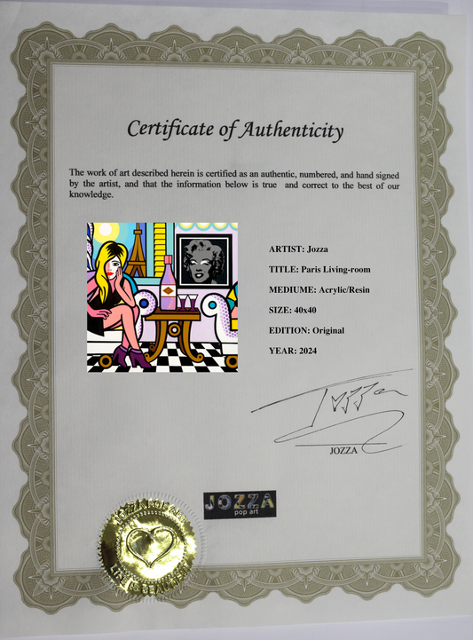 Paris Livingroom, Acrylic Painting, Stretched Canvas, Art by Jozza 40" x 40"