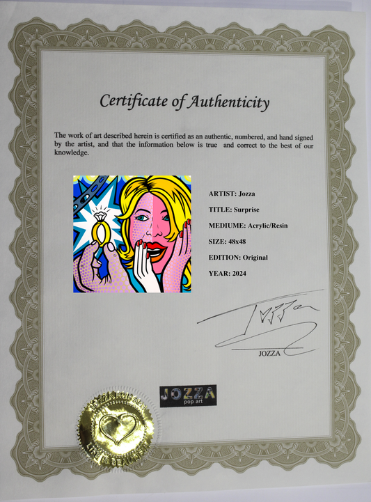 Surprise, Acrylic Painting, Stretched Canvas, Wall Art by Jozza 48" x 48" x 1"