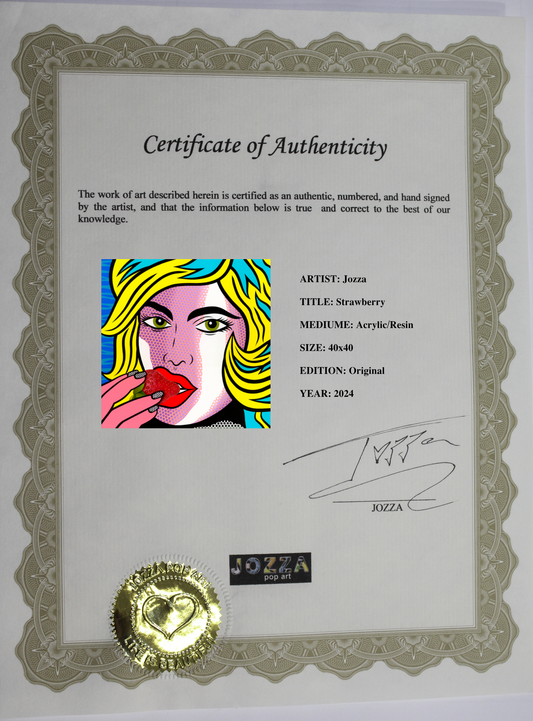 Strawberry, Acrylic Painting, Stretched Canvas, Wall Art by Jozza 40" x 40" x 1"