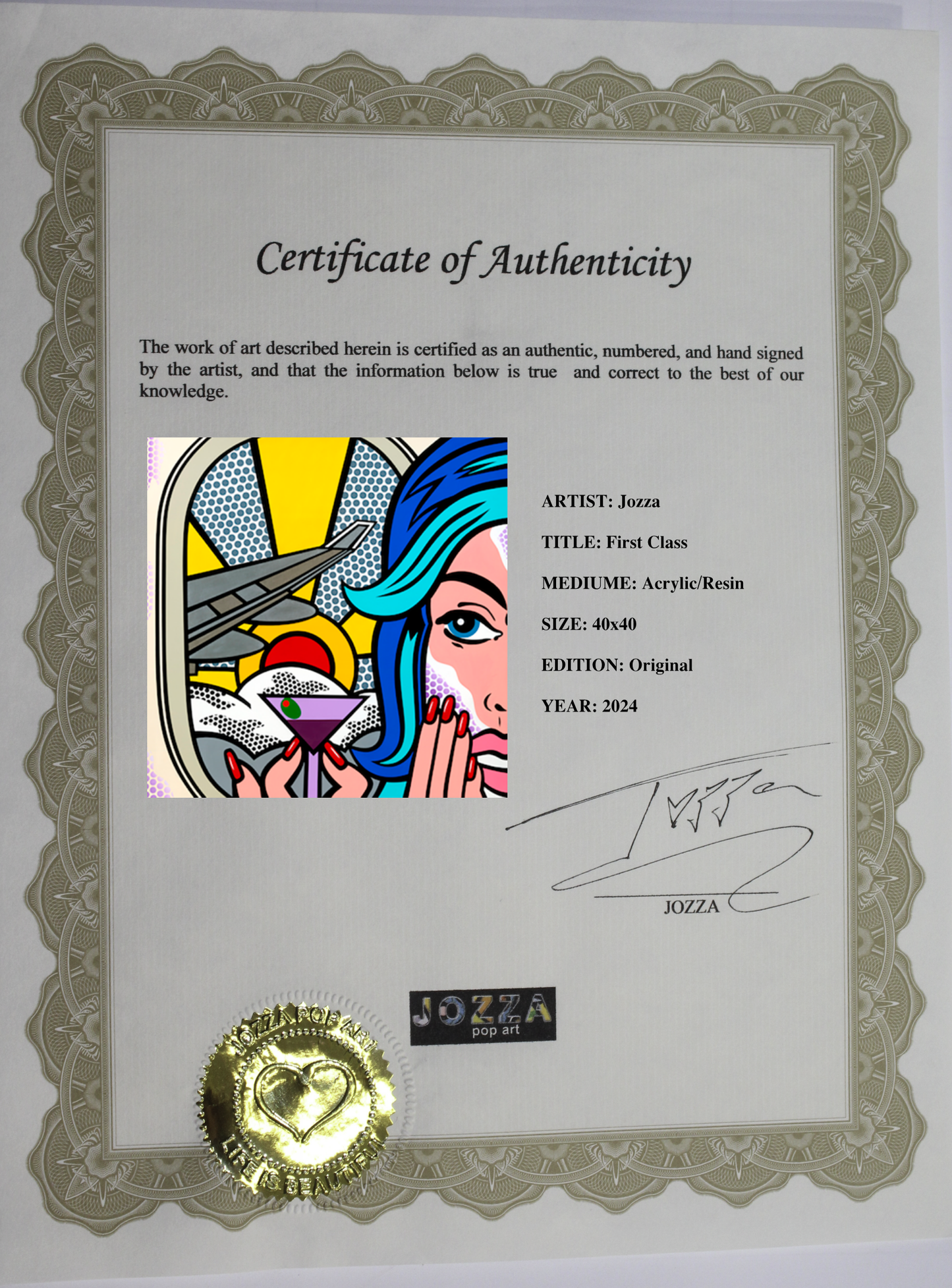 First Class, Acrylic Painting, Stretched Canvas, Wall Art by Jozza 40" x 40" x 1