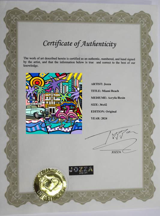 Miami Beach, Acrylic Painting, Stretched Canvas, Wall Art by Jozza 36" x 42" x 1