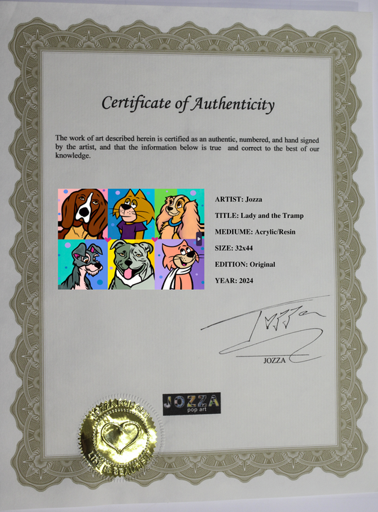 Lady and The Tramp, Acrylic Painting, Stretched Canvas, Art by Jozza 44" x 32"