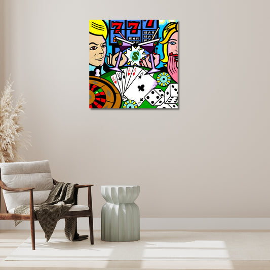Casino, Acrylic Painting, Stretched Canvas, Wall Art by Jozza 40" x 40" x 1"