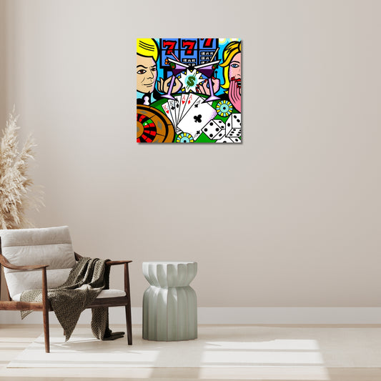 Casino, Acrylic Painting, Stretched Canvas, Wall Art by Jozza 30" x 30" x 1"