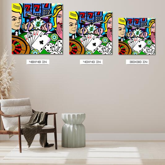 Casino, Acrylic Painting, Stretched Canvas, Wall Art by Jozza 48" x 48" x 1"