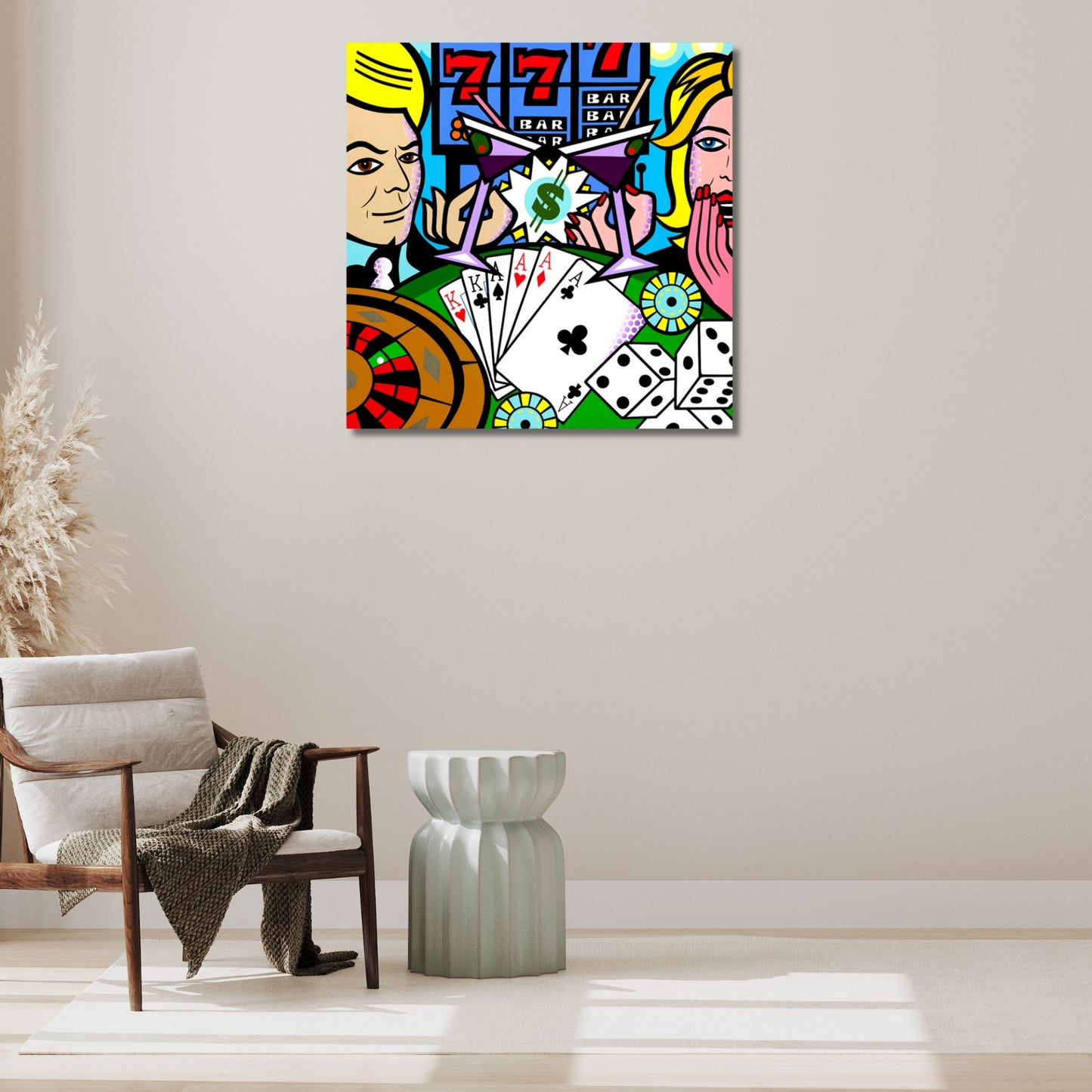 Casino, Acrylic Painting, Stretched Canvas, Wall Art by Jozza 48" x 48" x 1"
