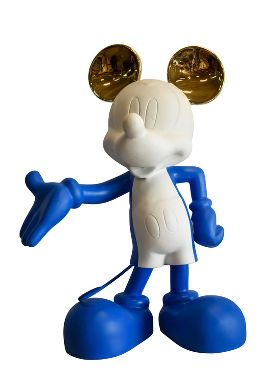 Chic Blue and White Giant Mickey Mouse Resin Statue 31" x 15" x 48"H