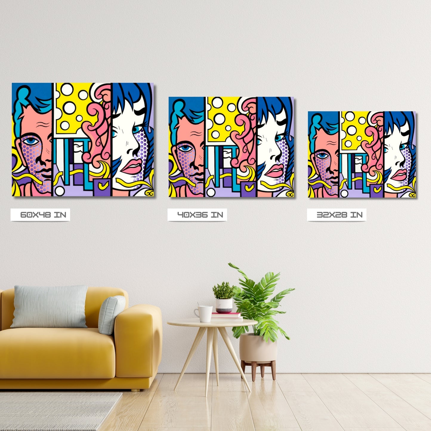 Couple, Acrylic Painting, Stretched Canvas, Wall Art by Jozza 60" x 48" x 1"