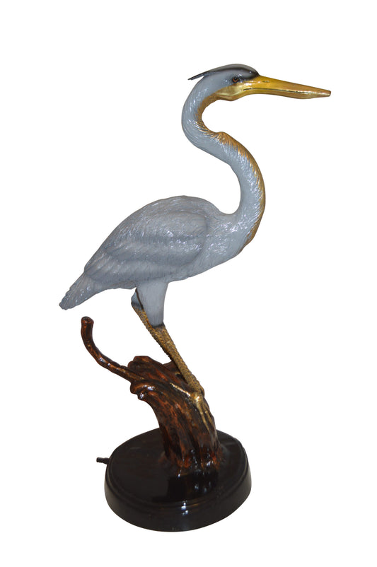 Crane Bronze Statue Fountain -  Size: 29"L x 13"W x 42"H.