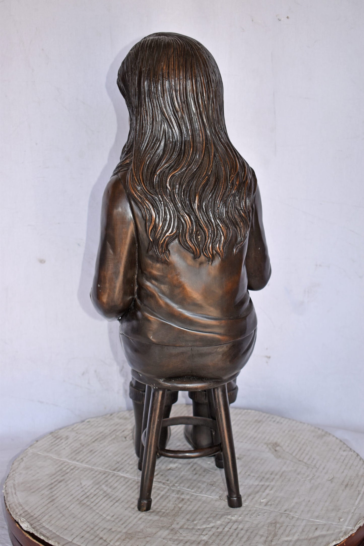 Girl Sitting with her Teddy bear Bronze Statue - Size: 12" x 15" x 27"H.