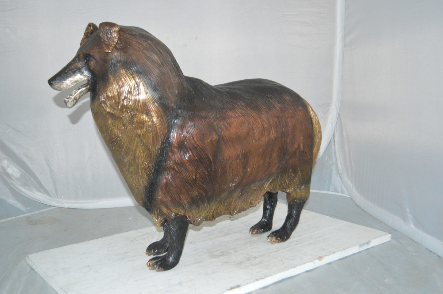 Collie Dog Bronze Statue - Size: 31"L x 9"W x 24"H.