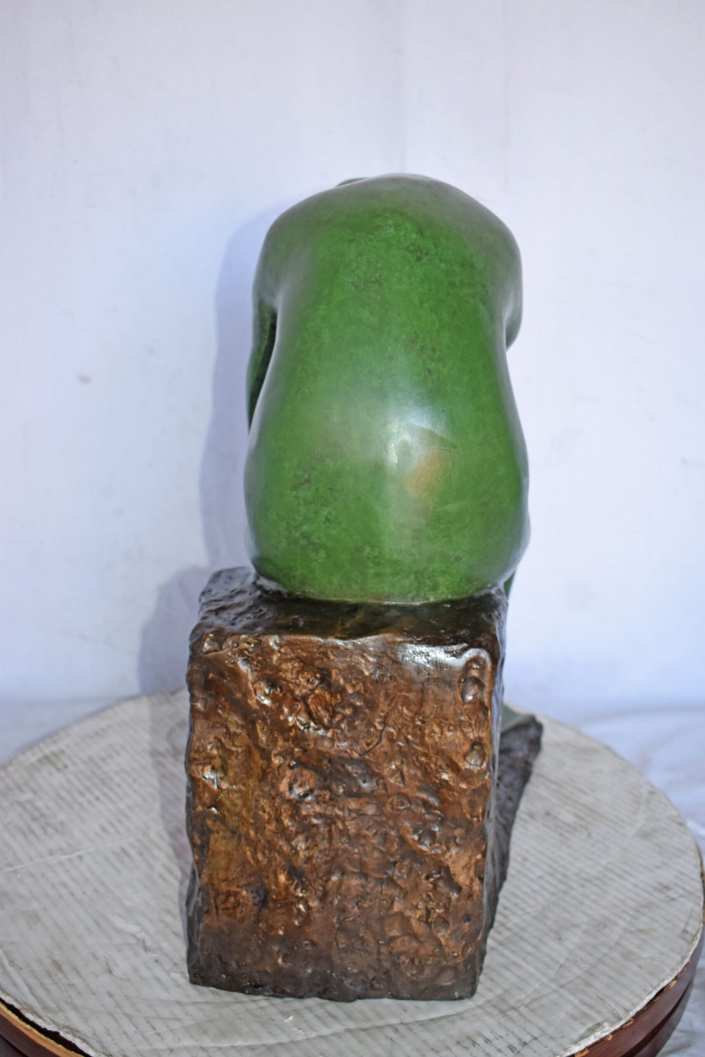 Green Frog Thinking Bronze Statue - Size: 10"L x 16"W x 20"H.