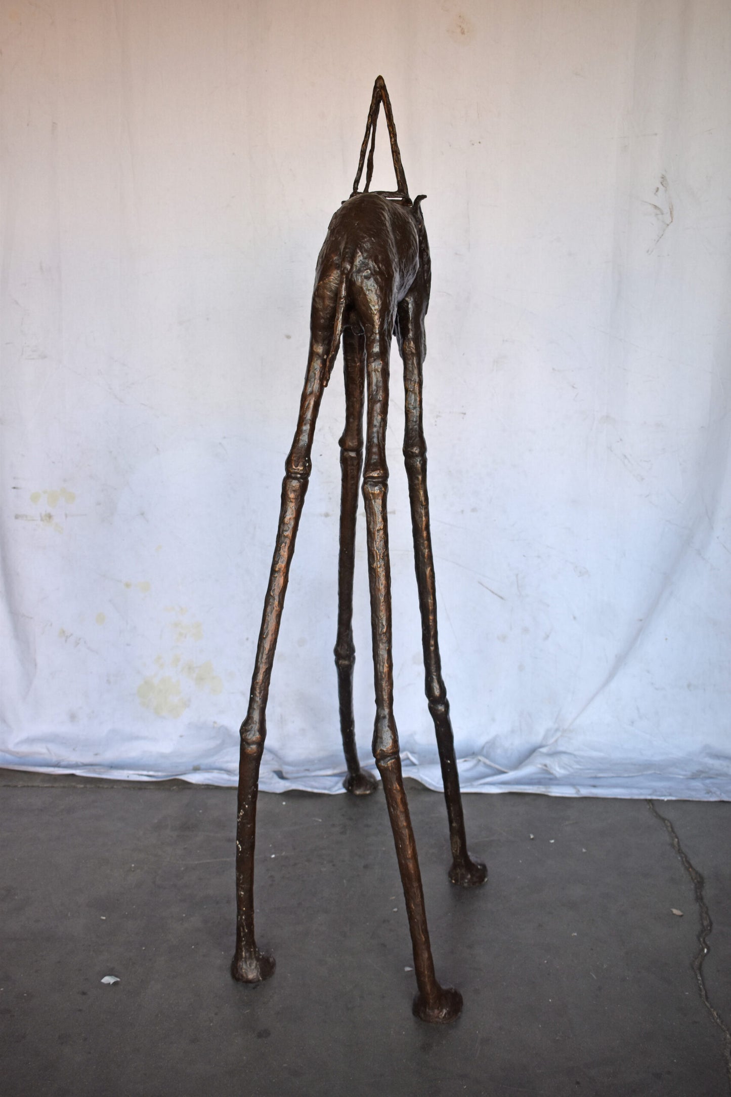 Modern Art Brown Patina Tall Elephant Bronze Statue - Size: 26"L x 27"W x 67"H.