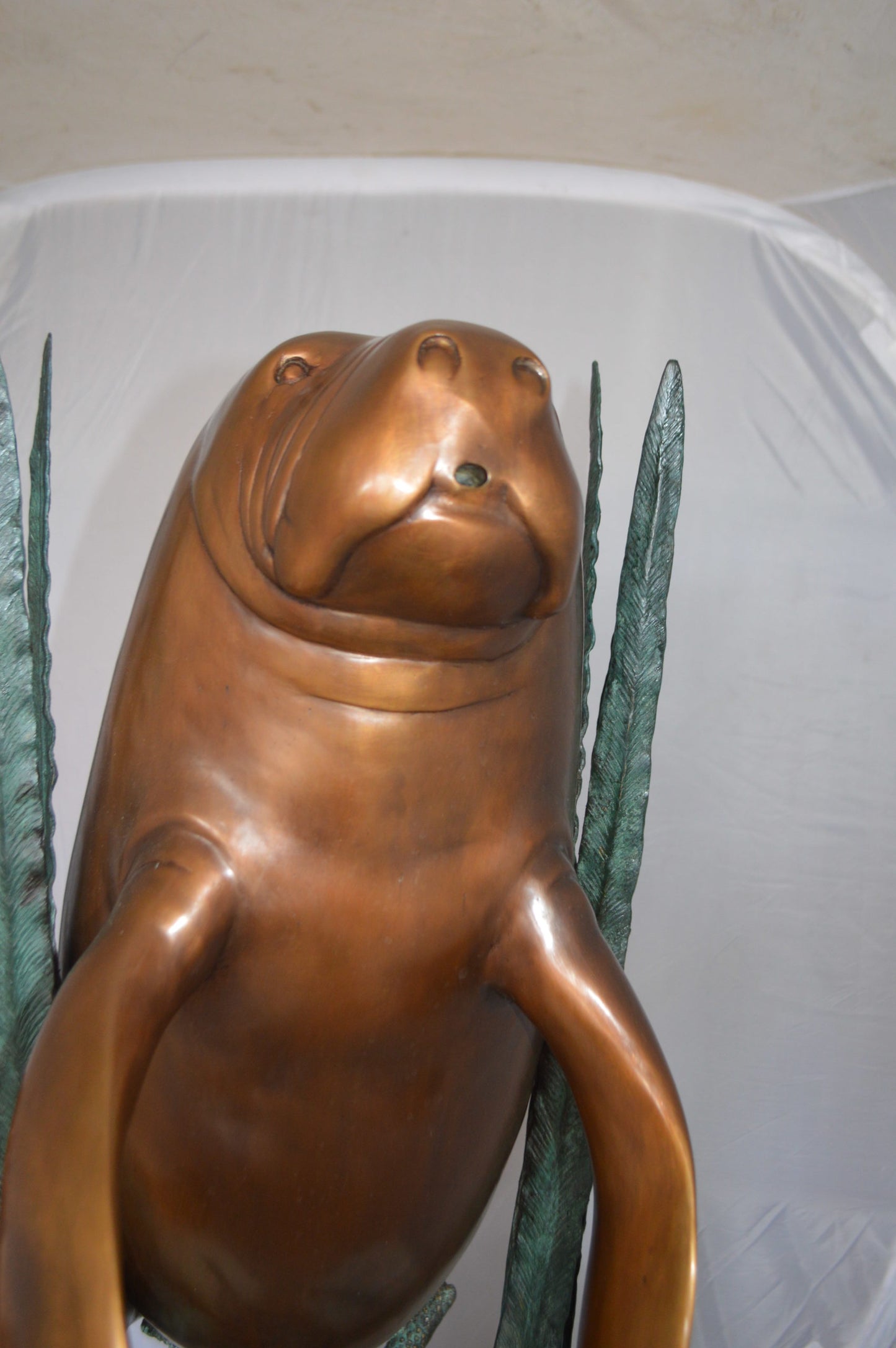 Two Large Manatees swimming Bronze Fountain Statue -  Size: 23"L x 42"W x 42"H.