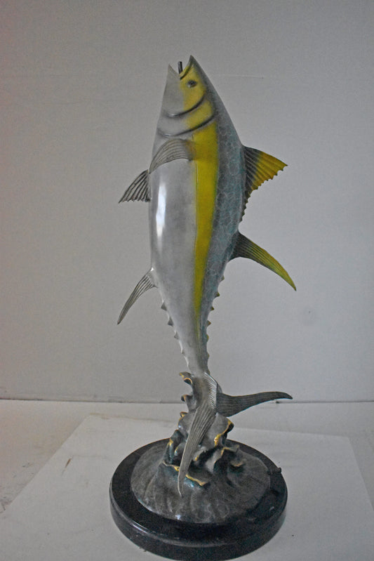 Jack Fish Bronze Statue Fountain - Size: 20"L x 16"W x 42"H.