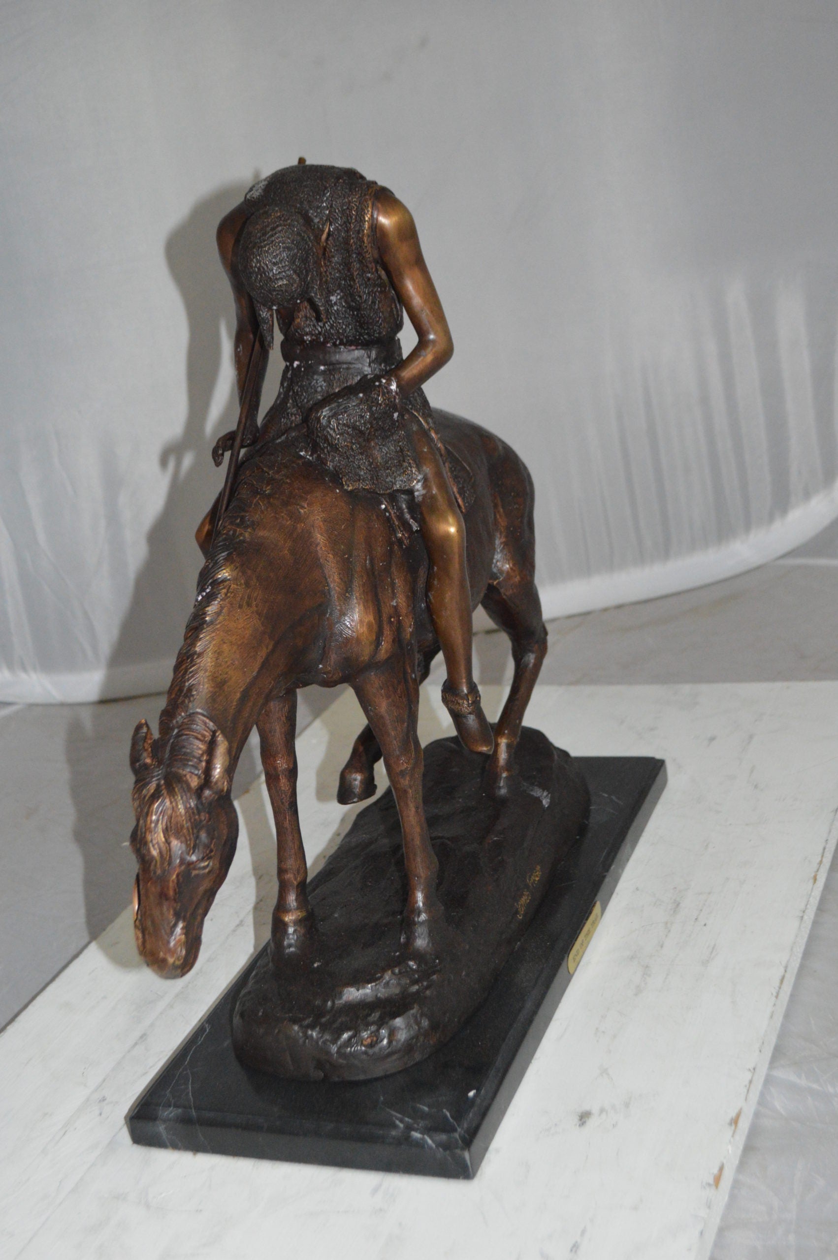 End of the Trail by James Fraser Bronze Statue -  Size: 9"L x 21"W x 21"H.