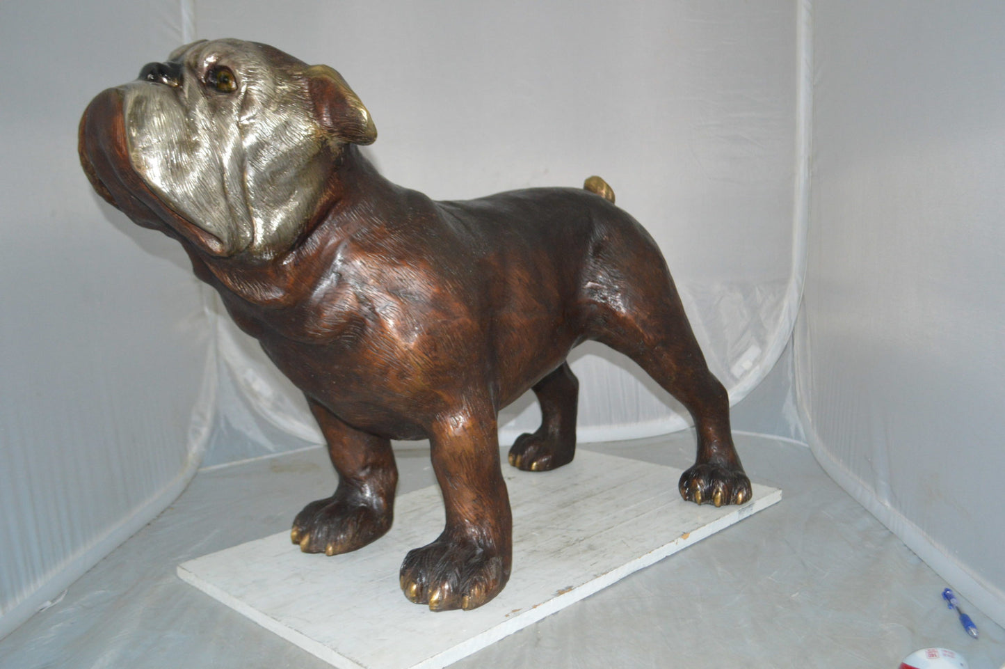 Bulldog Medium Bronze Statue - Size: 39"L x 23"W x 27"H.