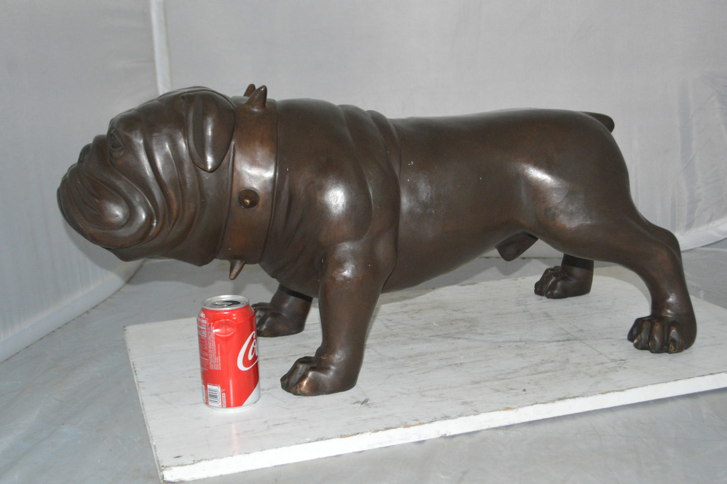 Bulldog Bronze Statue - Size: 31"L x 14"W x 15"H.